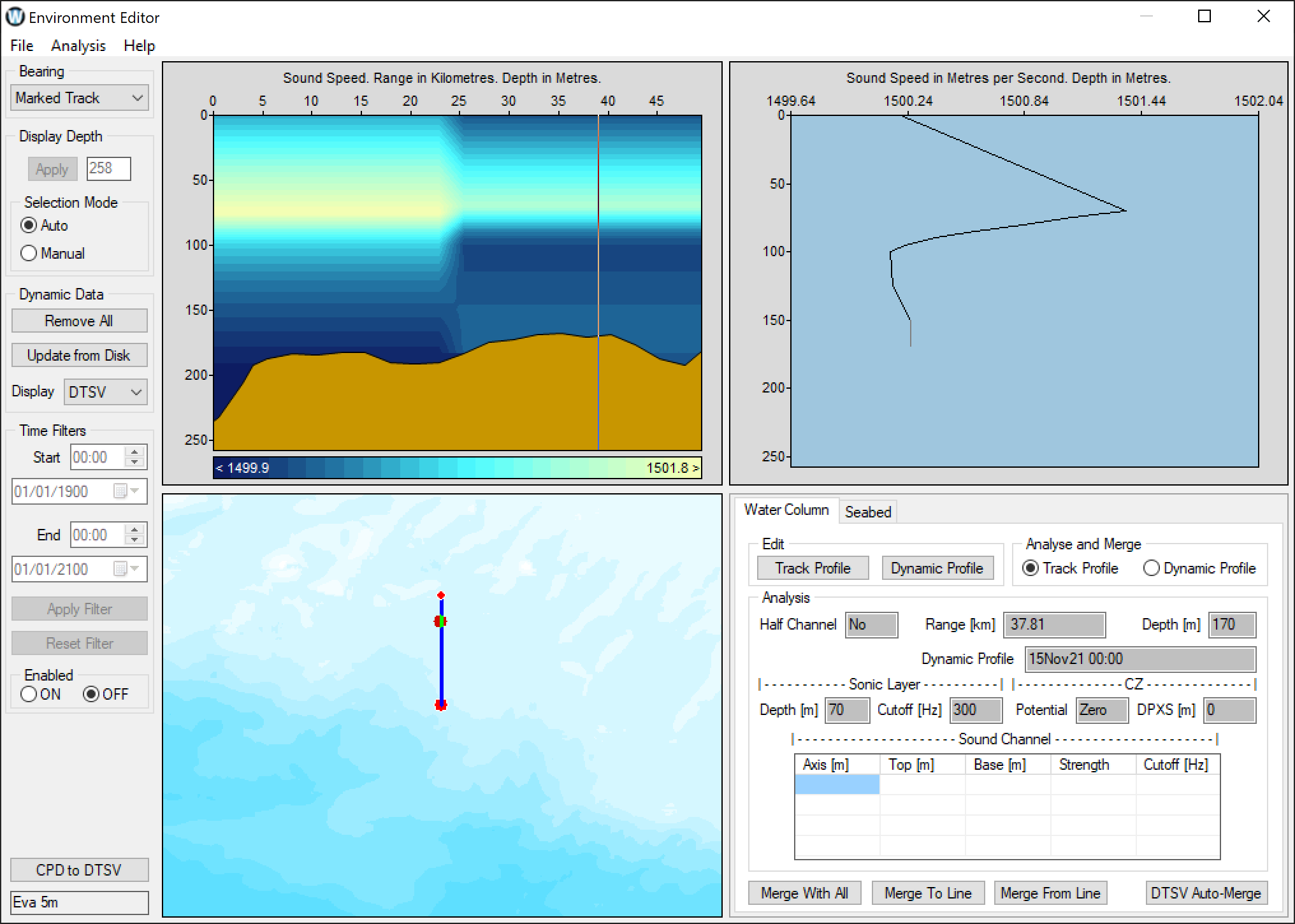 OAD WADER V8.3 Environment Screen - sonar range prediction software