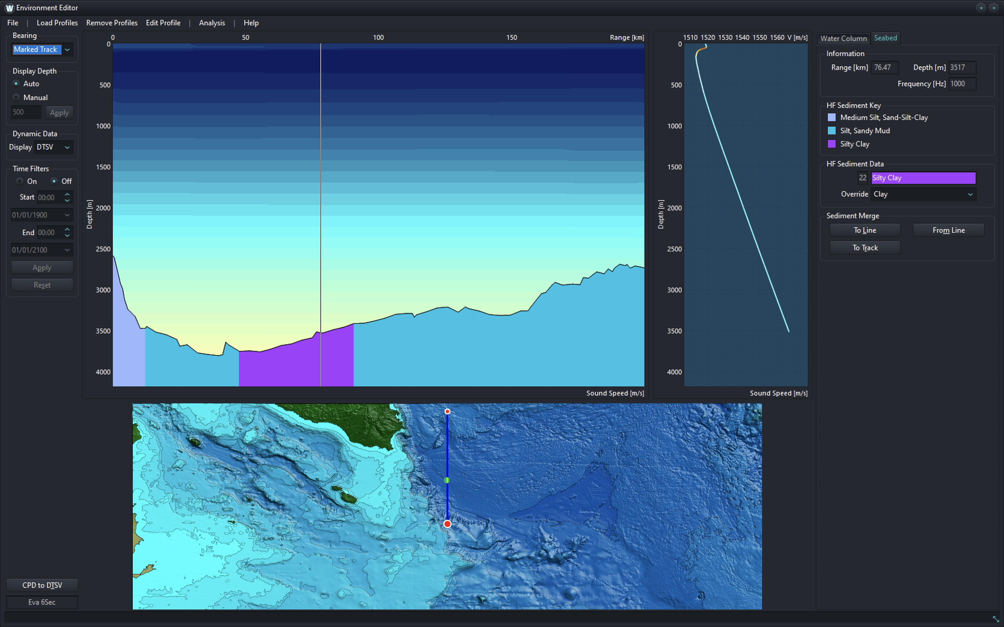 OAD Ocean Acoustic Developments WADER V9.1 sonar range prediction and global ocean information system Environment Screen