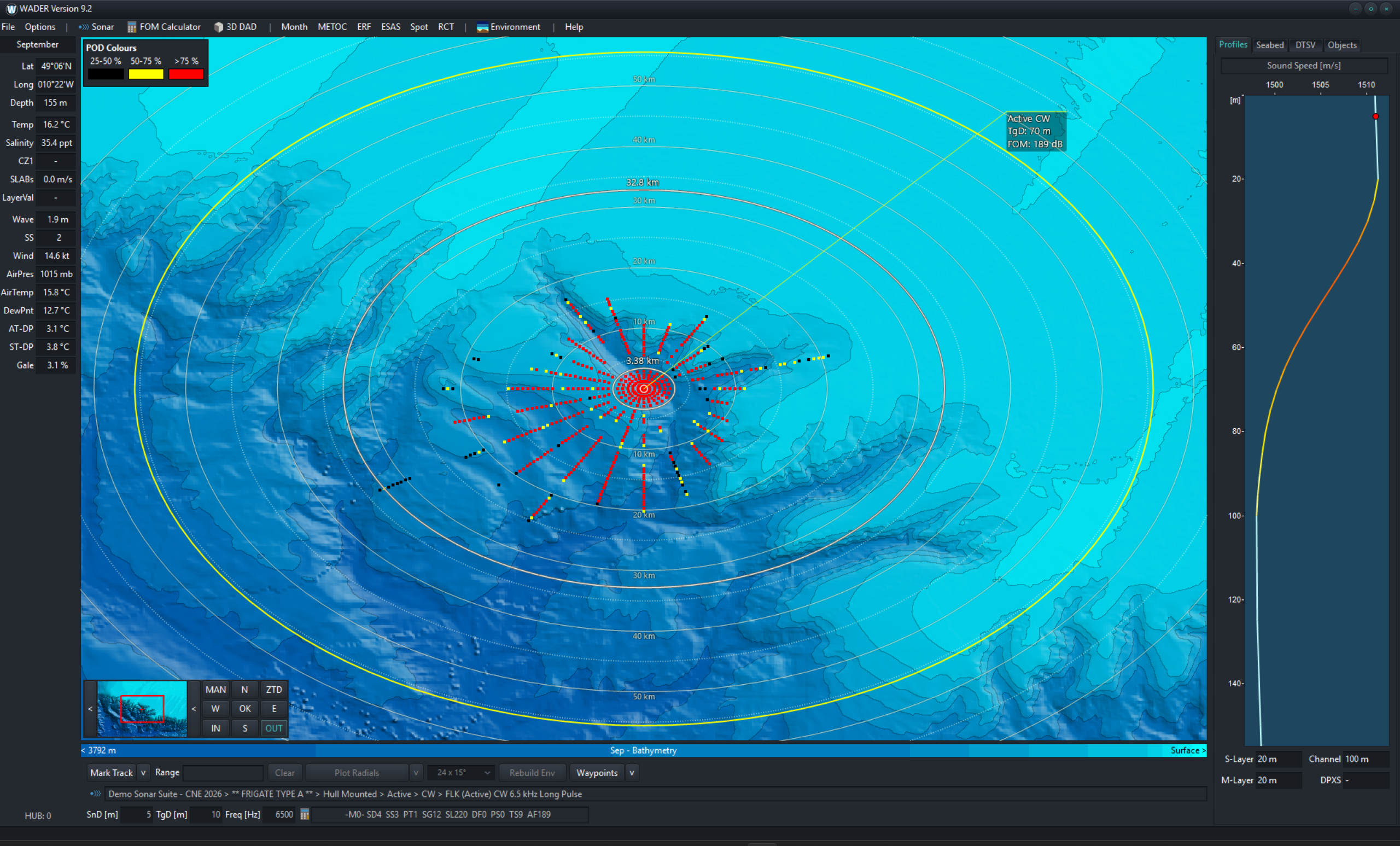 WADER sonar range prediction and global ocean information system